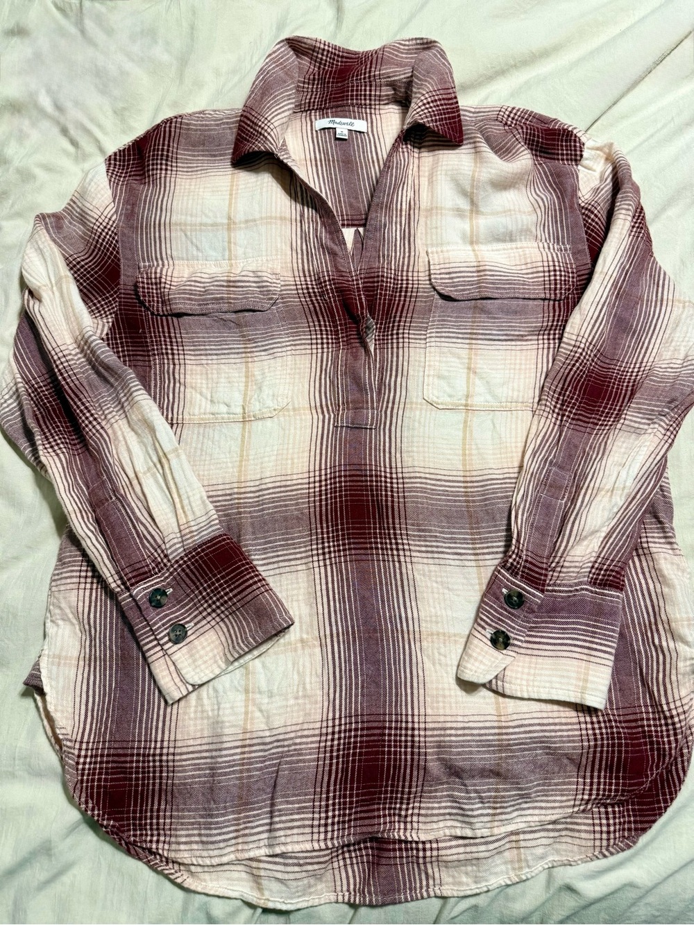 Madewell Flannel Popover Shirt Plaid Cabernet Grey's Anatomy